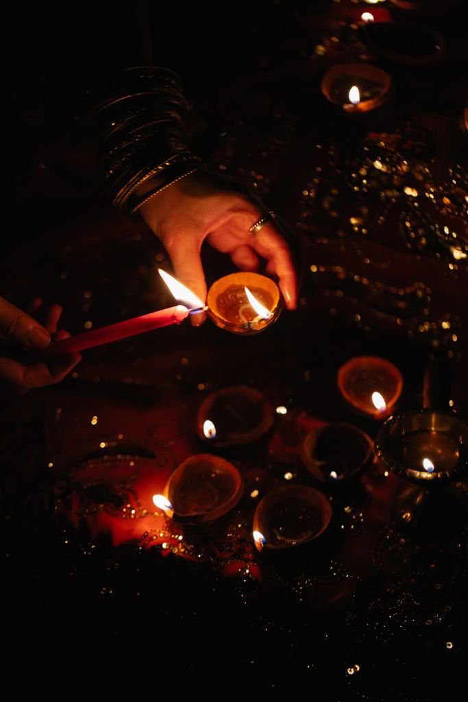 Deepavali Singapore — diya lamps lit for the Festival of Lights